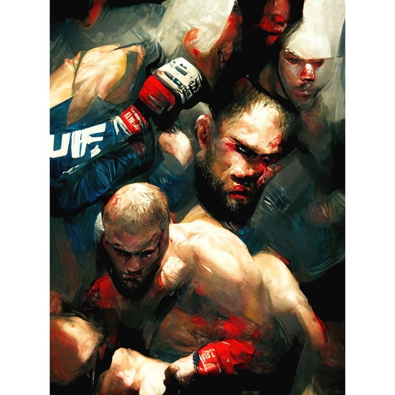 Cage Fighting Abstract Oil Martial Arts Boxing Unframed Wall Art Print Poster Home Decor