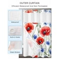 thumbnail image 2 of No Hook Cloth Fabric Shower Curtain with Snap in Liner, Red Poppy Floral Waterproof Shower Curtains Set with See Through Top Window, Summer Wildflowers Blue Garden Bath Curtains Shower 72"x84", 2 of 6