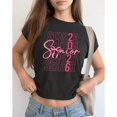 thumbnail image 1 of Cotton Senior 2026 Bow T-shirt Casual Loose Fit Crew Neck Short Sleeve Top for High School Graduation Gift Women's Streetwear, 1 of 6