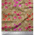 thumbnail image 1 of Soimoi Cotton Cambric Fabric Leaves & Rose Floral Printed Fabric 1 Yard 56 Inch Wide, 1 of 5