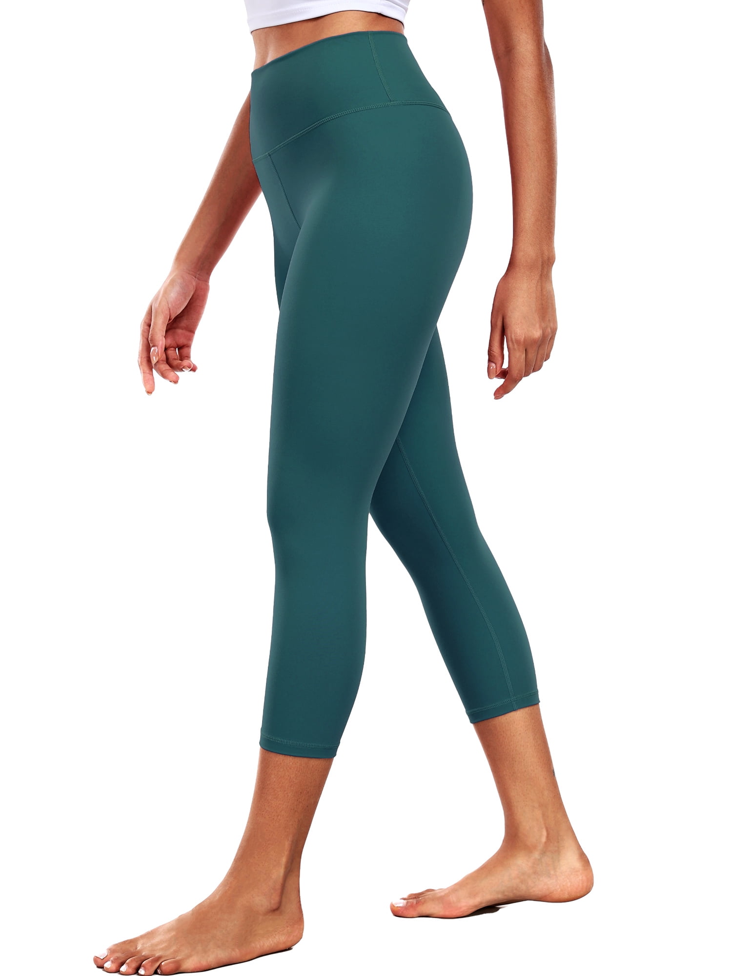 NELEUS ButterSoftFlex Womens High Waist Capri Legging for Yoga Workout Athletic Cropped Pants with Waistband Pocket,Black+Dark Green,US Size S