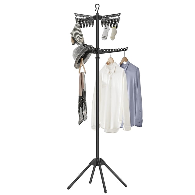 Tendedero de ropa SONGMICS de 2 niveles, plegable, 72 pulgadas, negro