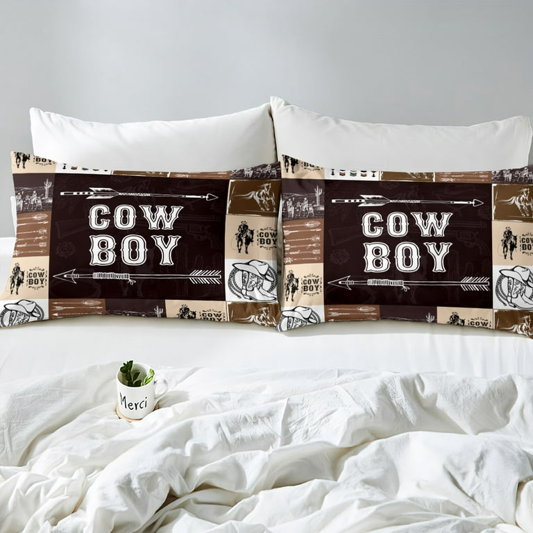 Western Cowboy Comforter Cover Riding Horse Twin Bedding Sets For Boys  Men,Tribal Arrow Wild West Desert Duvet Cover Rustic Country Room Decor  Cowboy Boots Grids Bed Set With Zipper 1 Pillow Case 