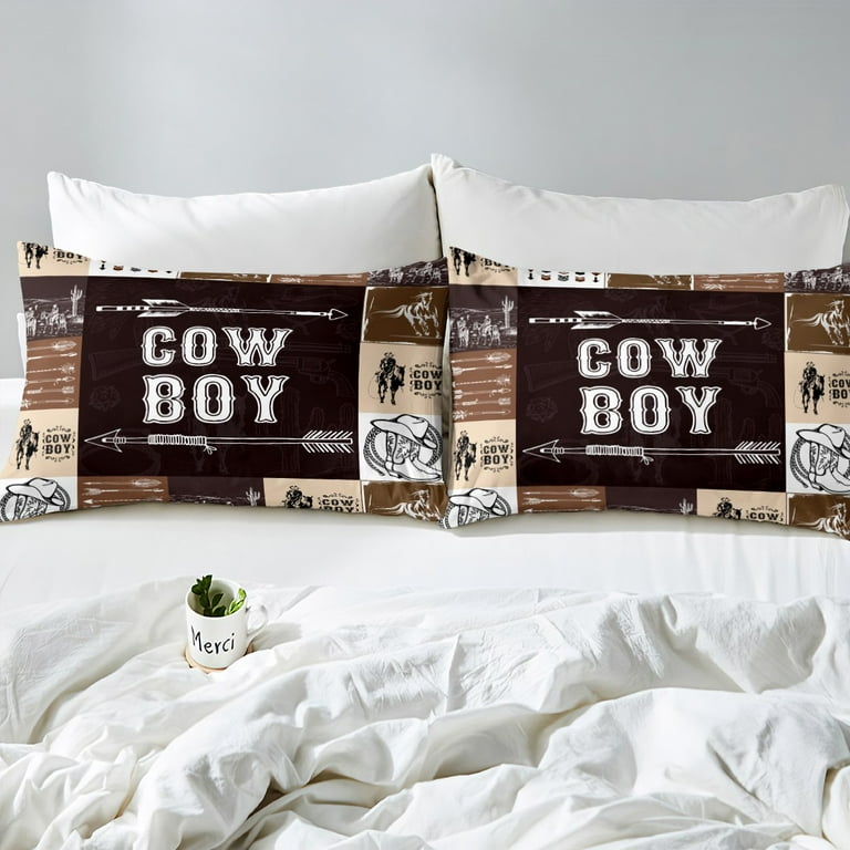 Western Cowboy Comforter Cover Riding Horse Twin Bedding Sets For Boys  Men,Tribal Arrow Wild West Desert Duvet Cover Rustic Country Room Decor  Cowboy Boots Grids Bed Set With Zipper 1 Pillow Case 