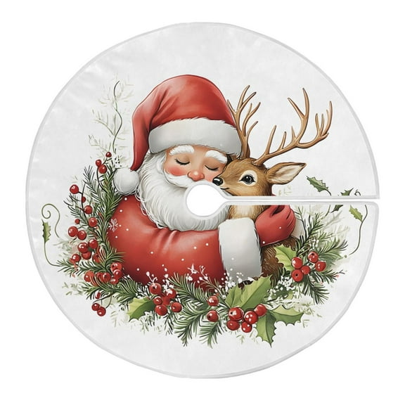 Ryvnso Christmas Tree Skirt Santa Claus Elk Reindeer Xmas Tree Skirts Ornament Home Decorations 35.4"