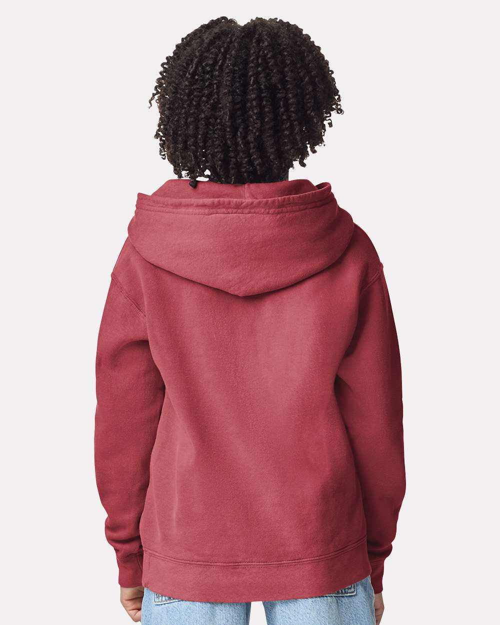 Comfort Colors 1467Y Garment-Dyed Youth Lightweight Fleece Hooded Sweatshirt-CRIMSON-M