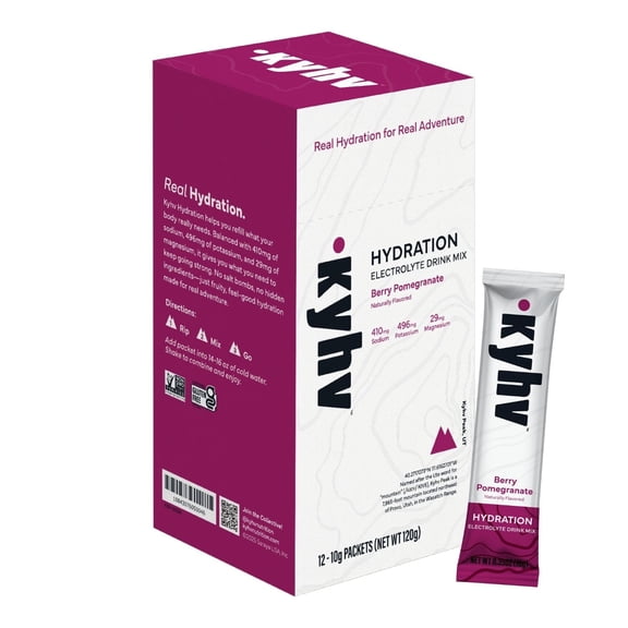 Kyhv Nutrition Hydration Electrolyte Drink Mix Berry Pomegranate 12 Sticks
