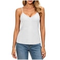 thumbnail image 4 of Tqcoqu Lace Camisole Tops for Women V Neck Spaghetti Strap Top Sleeveless Loose Fit Eyelet Tops,White,Women's S-XXL, 4 of 8