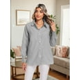 thumbnail image 6 of Airmenty Women's Button Down Shirts Long Sleeve Smocked Cuffed Striped Work Blouses Tops with Pocket Shirred, 6 of 8