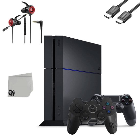 Pre-Owned Sony PlayStation 4 Original 500GB Matte Black Gaming Console With 2 Controller   G11-A Earbuds With Microphone BOLT AXTION Bundle