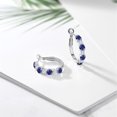 thumbnail image 5 of Gem Stone King 2.60 Cttw Blue Created Sapphire and White Lab Grown Diamond Hoop Earrings for Women | 925 Sterling Silver | Gemstone September Birthstone | Round 4MM and 3MM, 5 of 5