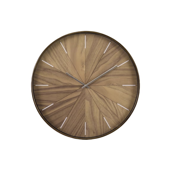 Clocks - 20" Round - Wall Clock - Light Brown Face - Brown Plastic Frame