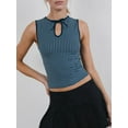 thumbnail image 2 of Women Seamless Clean Line Boat Neck Tank Top Dark Blue S, 2 of 3