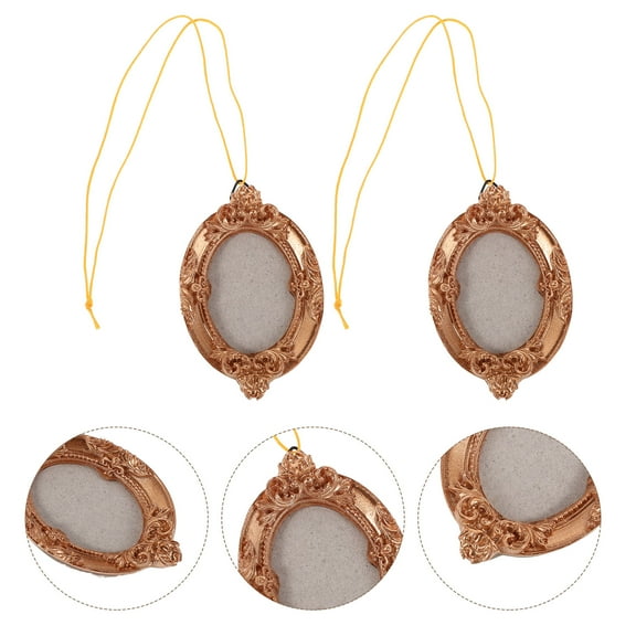 OUNONA 2pcs Creative Resin Picture Frame Ornaments for Holiday Tree and Wall Decor, Festive Home Decoration