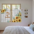 thumbnail image 3 of Sunflower Tier Curtains 54 Inch Length, Summer Botanical Checkered Yellow Floral Cafe Short Curtains for Bathroom Over Sink, Small Kitchen Curtain Light Filtering Tiered Drapes 2 Panels 27.5"Wx54"L, 3 of 8