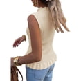 thumbnail image 2 of Sleeveless Women Solid Button Down Ruffle Knit Vest Peplum Tops, 2 of 6