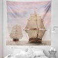 thumbnail image 1 of Ocean Tapestry, Sailboat Gaff Top Sail Tall Wooden Sailing Ships Waves Print Photo, Fabric Wall Hanging Decor for Bedroom Living Room Dorm, 5 Sizes, Cream and Blue Grey, by Ambesonne, 1 of 1