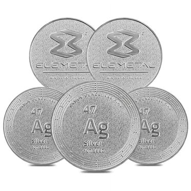 Lot of 5 - Silver Generic Bullion Coins .999 Fine, 1 oz Rounds ...