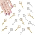 thumbnail image 1 of 30 piezas de 2 colores colgantes para uñas, diamantes de imitación, perlas, decoración de uñas, joyas de aleación para uñas, accesorios de metal dorado y plateado para uñas acrílicas., 1 of 5