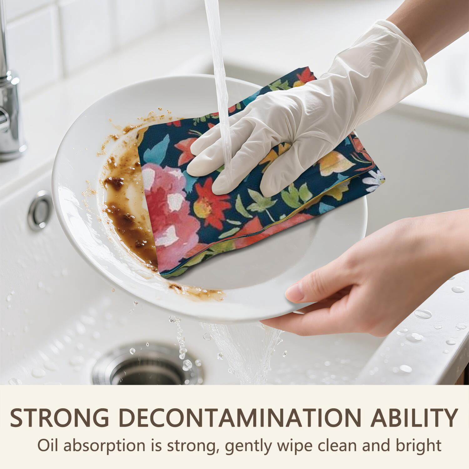 6 Pcs Funny Kitchen Towels,Pioneer Flower Floral Print Pattern Microfiber Dish Towels,Kitchen Tea Towels,Kitchen Towel Set (18" X 26")