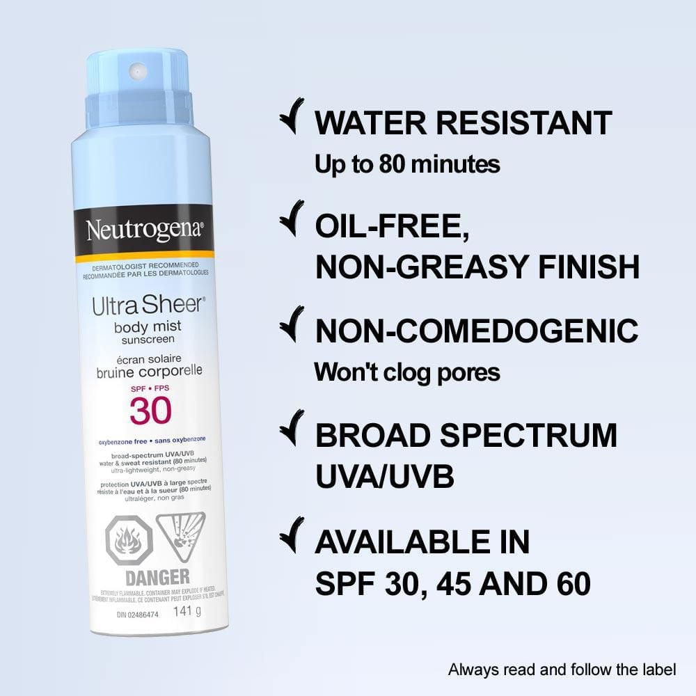 Neutrogena Ultra Sheer Body Mist Sunscreen Spray SPF 30