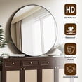thumbnail image 5 of BEAUTYPEAK 30" Wall Mirror Bathroom Mirror Wall Mounted Round Mirror, Black, 5 of 7