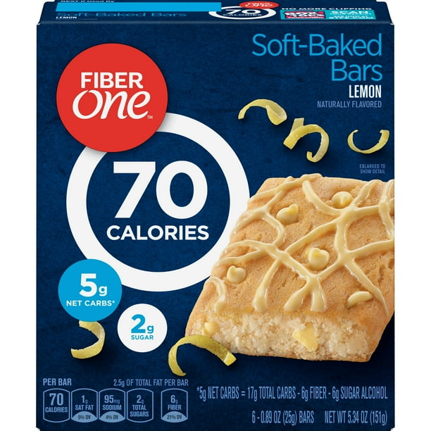 Fiber One 70 Calorie SoftBaked Bar, Lemon Bar, 6 Fiber Bars, 5.34 oz