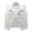 thumbnail image 1 of Women Classic Washed Denim Vest Ladies Sleeveless Solid Color Button Down Jean Jacket S-5XL, 1 of 7
