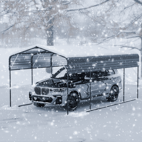 Metal Carport 11x19 FT Heavy Duty Galvanized Steel Roof Car Shelter, Portable Vehicle Storage with Dark Grey Frame for Garden & Outdoor, Dark Grey