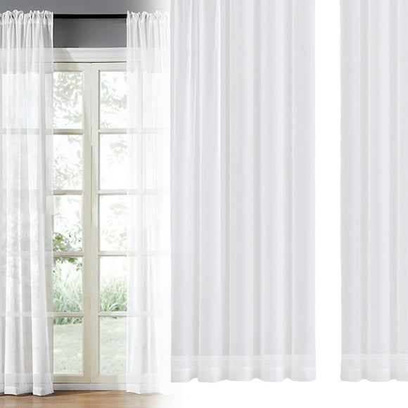Sheer Curtains,Decor Window Curtains Drape 2Pcs Panels Textiles,White