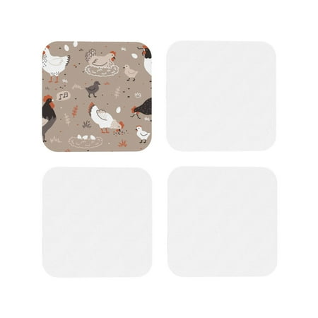 

Matuu Chicken for Cup Coasters Set of 4 Leather Coasters Desk Coasters for Office Measures 4” x 4”-Square