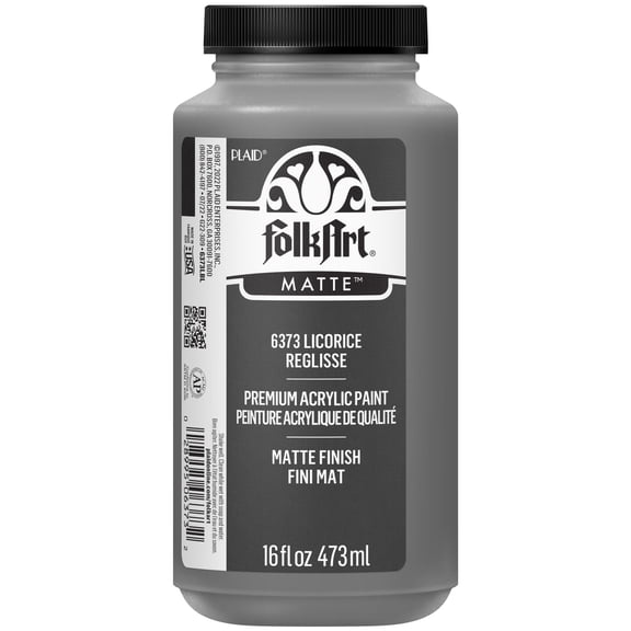 FolkArt Acrylic Craft Paint, Matte Finish, Licorice, 16 fl oz