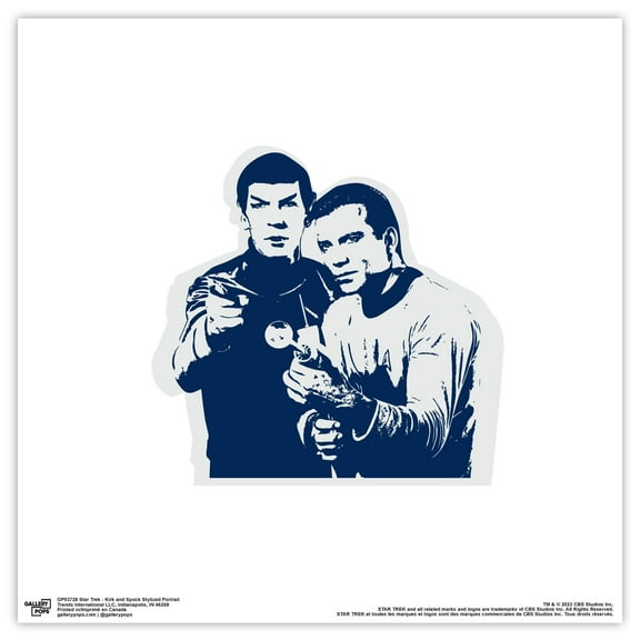Gallery Pops Star Trek - Kirk and Spock Stylized Portrait Wall Art, Unframed Version, 12" x 12"