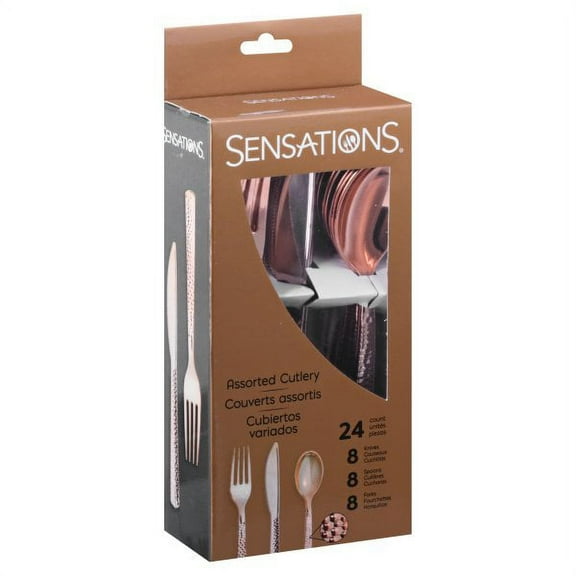 Creative Converting 339402 Hammered Assorted Cutlery, Metallic Rosegold - 24 Count