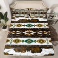 thumbnail image 2 of Castle Fairy Yellow Teal Aztec Full Size Sheets,Bohemian Western Theme Bed Sheets, 2 of 7
