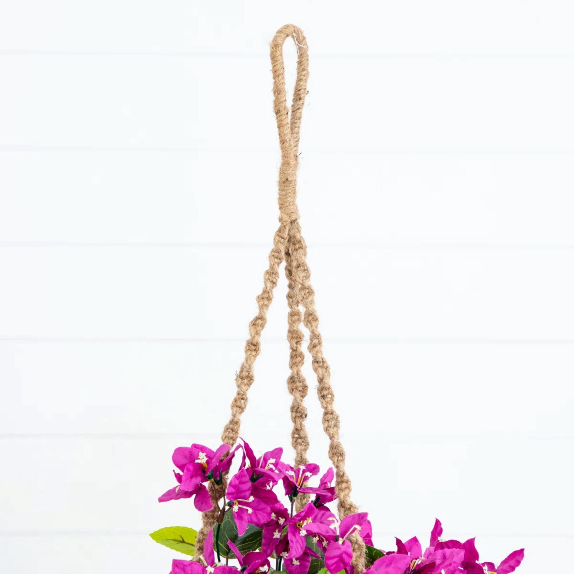 Nearly Natural UV-Resistant Outdoor Artificial Bougainvillea with Hanging Basket - 28" - Purple