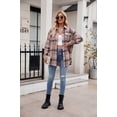 thumbnail image 5 of XCHQRTI Plaid Pocket Shirt for Women Lapel Button Down Blouse Casual Long Sleeve Tops, 5 of 6