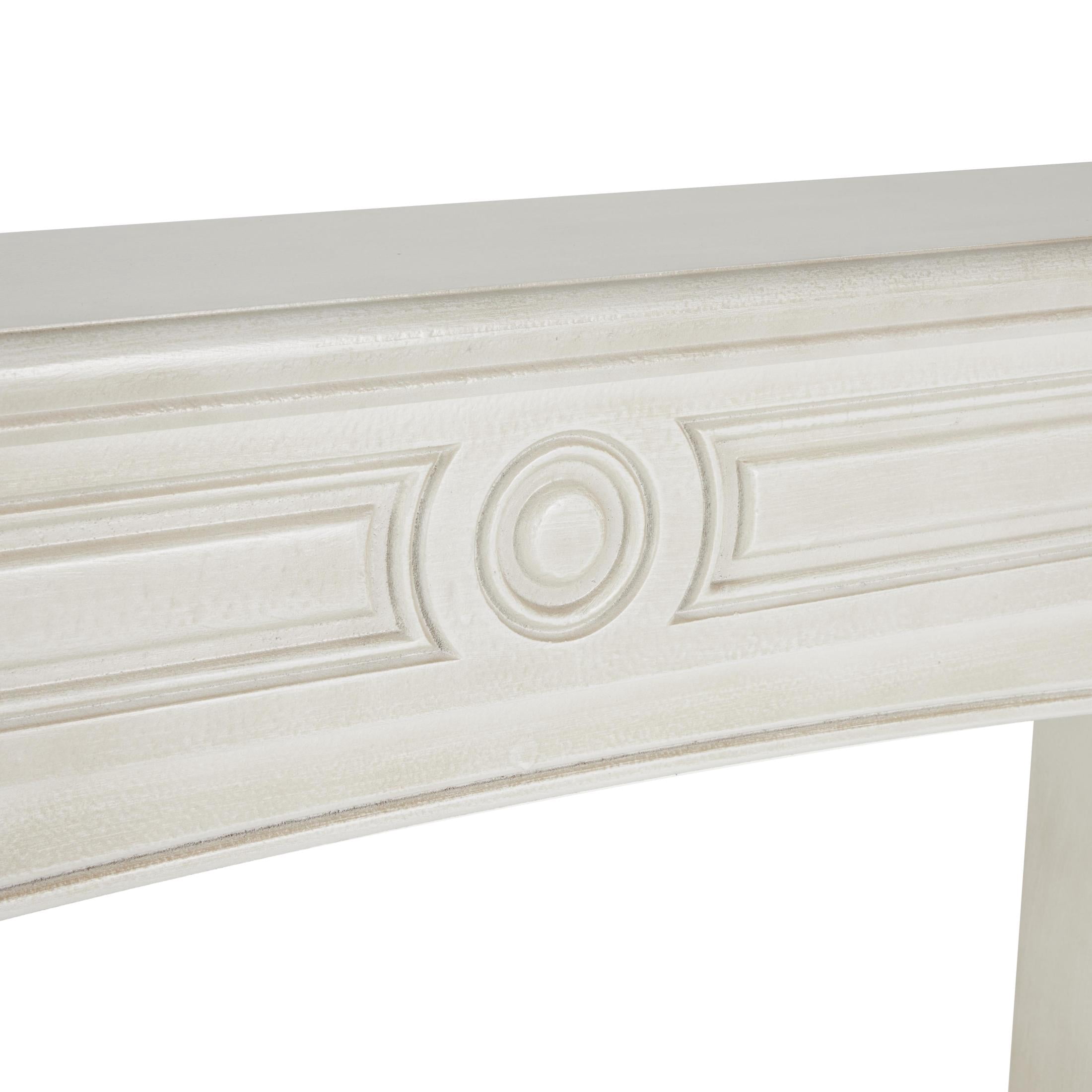DecMode 47" x 43" Wooden White Freestanding Surround Fireplace Mantle with Leaf Accents