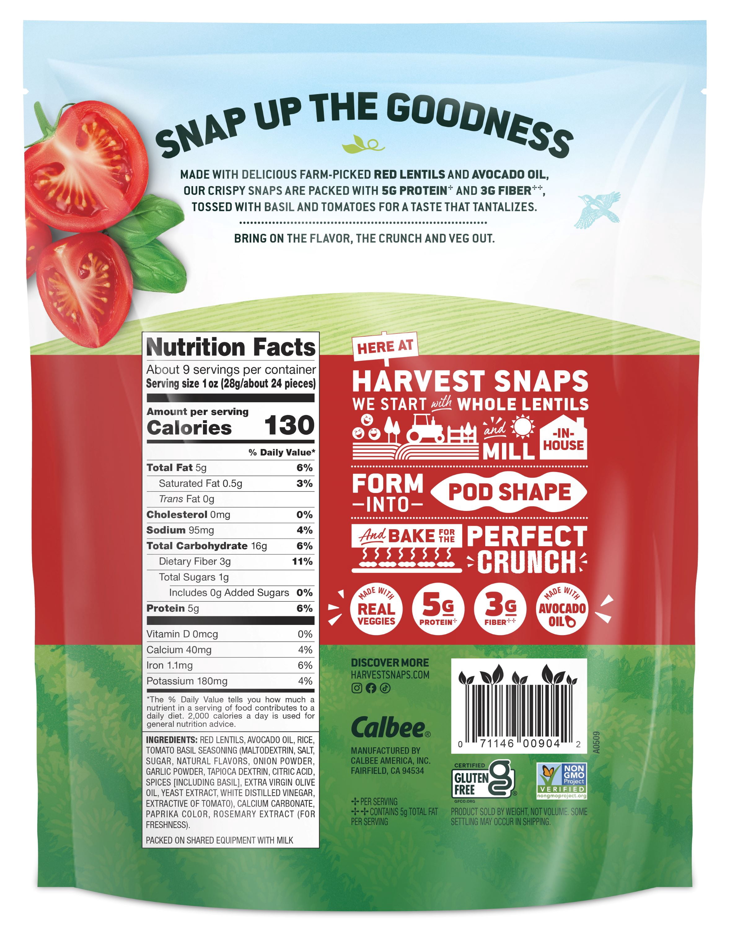 (3 pack) Harvest Snaps Snack Crisps Tomato Basil 8.5 OZ Bag