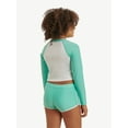 thumbnail image 2 of Justice Girls Long Sleeve Rashguard with Boy Short Bikini Bottom Two-Piece Swim , Sizes 5-18, 2 of 5