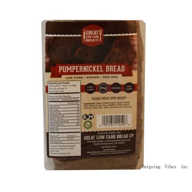 Great Low Carb Pumpernickel Bread 16 Oz Loaf Pack Of 12 Keto Friendly