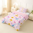thumbnail image 2 of Erosebridal Girls Dinosaur Twin Comforter Sets,Kids Teens Ancient Animal Bedding Set,Colorful Pink, Reversible 2pcs, 2 of 7