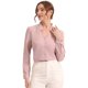thumbnail image 1 of Elegante camisa abotonada cuello alto con escote en V recortado carrera primavera para mujer Rosa Gris M, 1 of 4