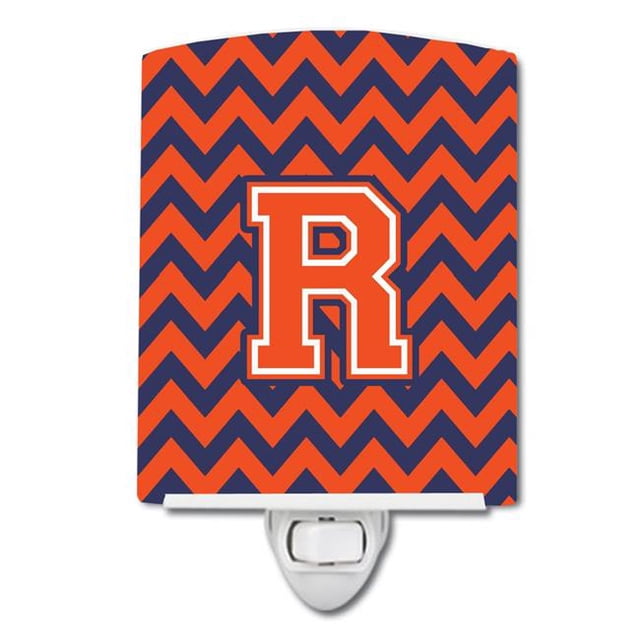 Carolines Treasures CJ1042-RCNL Letter R Chevron Orange & Blue Ceramic Night Light
