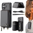 thumbnail image 1 of Jeehood C22 Series Zipper Wallet Leather Phone Case With Dual Lanyard, For,iPhone 14 Pro, 1 of 10