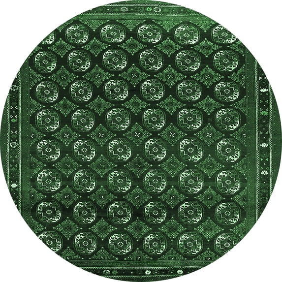 Ahgly Company Indoor Round Oriental Emerald Green Industrial Area Rugs, 8' Round