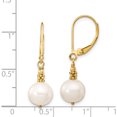 thumbnail image 3 of 14K Yellow Gold 8-9mm Near Round White Fwc Pearl Leverback Earrings (31 X 8) Made In Canada xf654e, 3 of 5