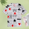 thumbnail image 4 of Poker Card Print Womens Tops Women's Fashion Casual Short Sleeve Flower Print Round Neck Pullover Top Blouse, 4 of 6