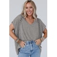 thumbnail image 6 of Women's Gray Oversized Tee with Crochet Lace Detailing - [ZhiHiMeRi] | (US 16-18)XL, 6 of 12