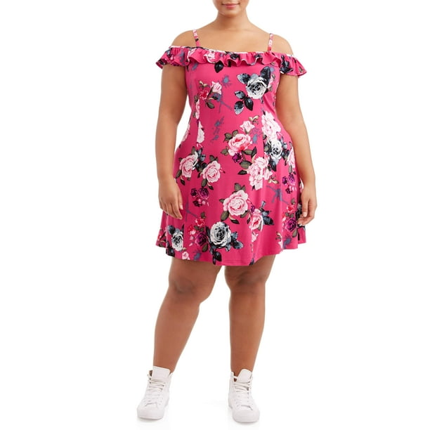 Eye Candy Eye Candy Juniors' Plus Size Cold Shoulder Skater Dress